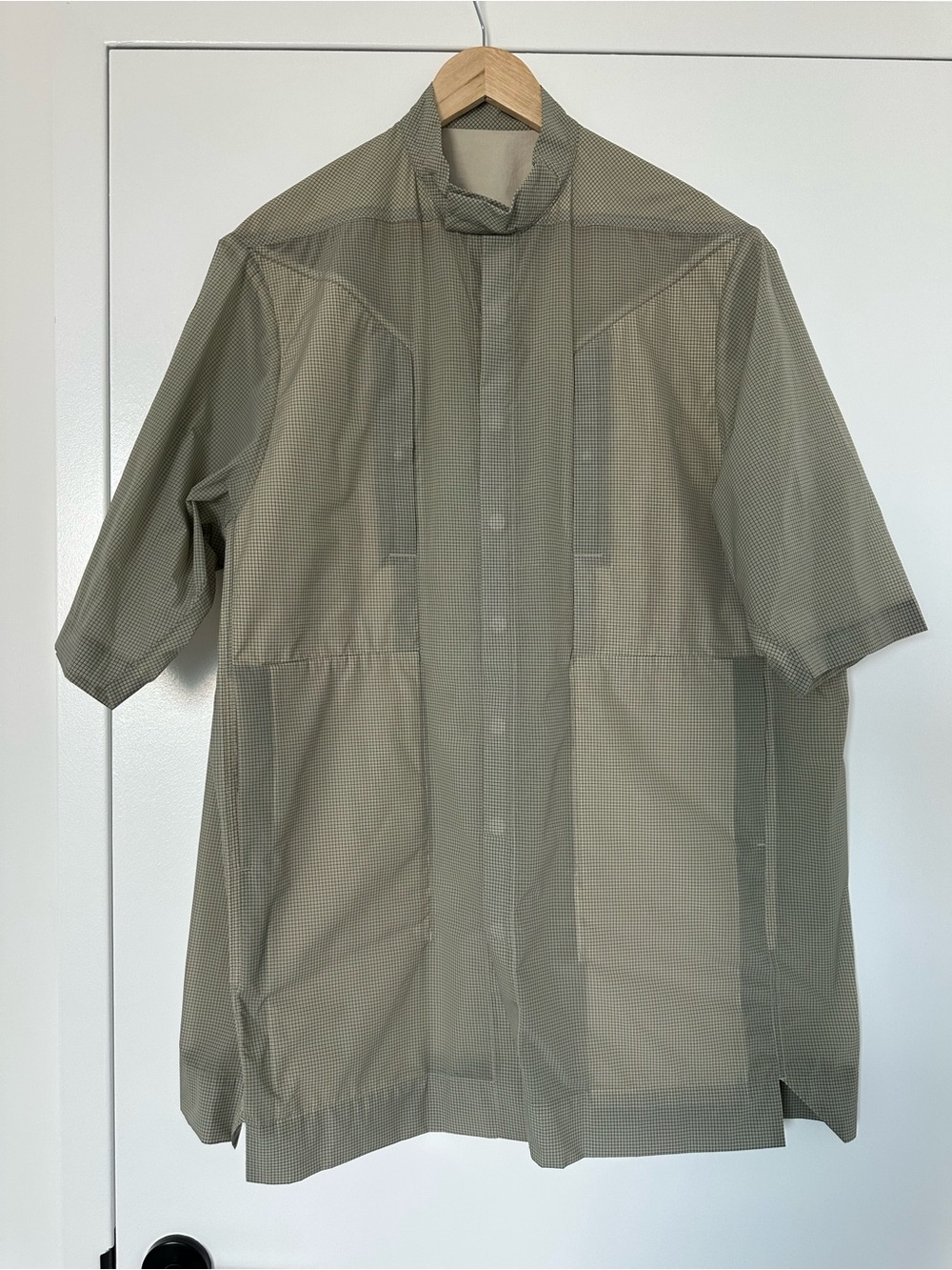 Rick Owens Olive Short-Sleeve Lightweight Shirt Jacket